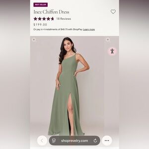 Revelry Inez Chiffon Bridesmaid Dress Moss 8